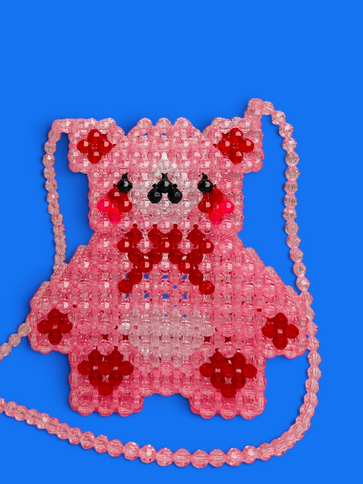 Beaded Teddy Bear Lipstick Holder