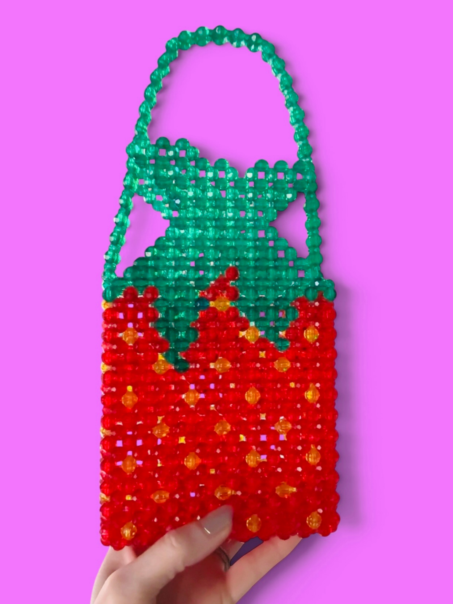 Strawberry Candy Beaded Bag
