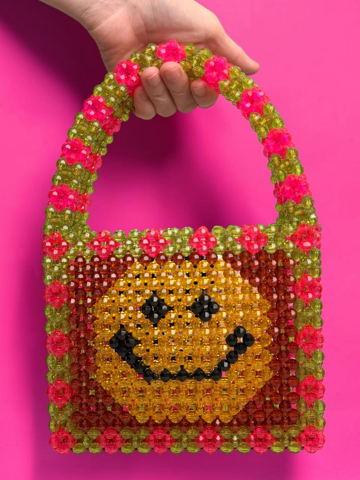 Dual Sided Yin Yang and Happy Face Bead Bag
