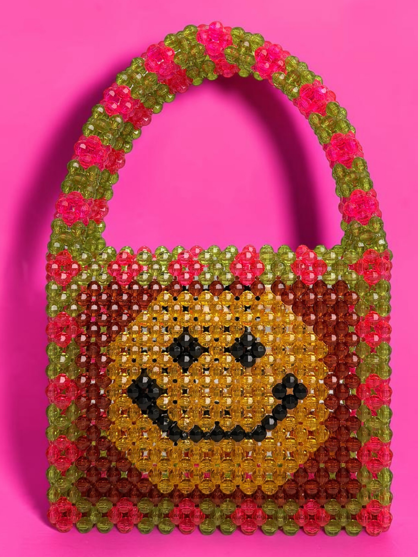 Dual Sided Yin Yang and Happy Face Bead Bag