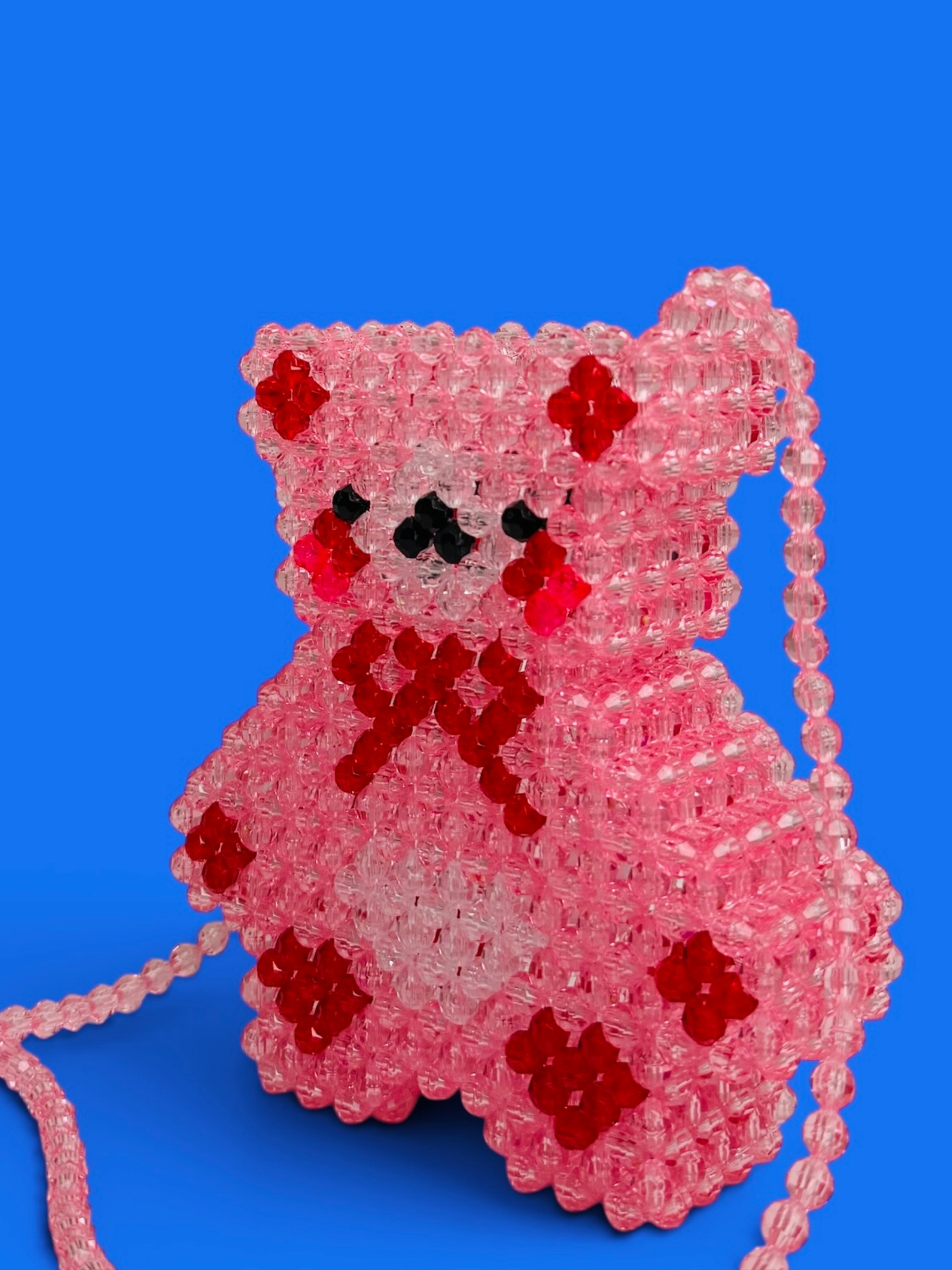 Beaded Teddy Bear Lipstick Holder