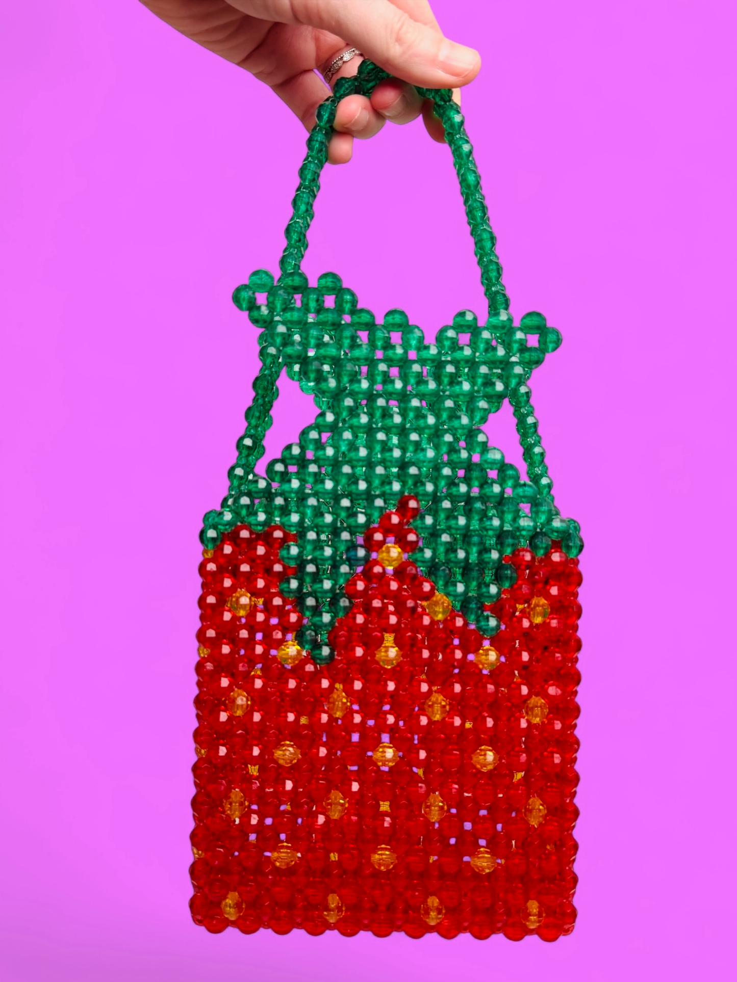 Strawberry Candy Beaded Bag