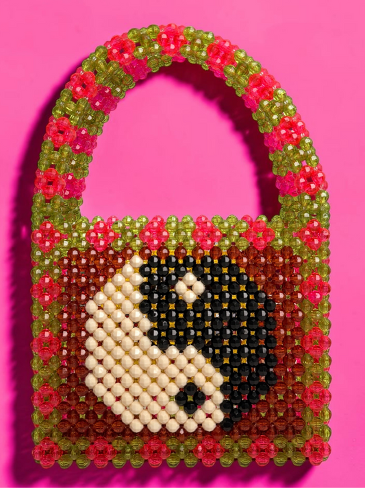 Dual Sided Yin Yang and Happy Face Bead Bag
